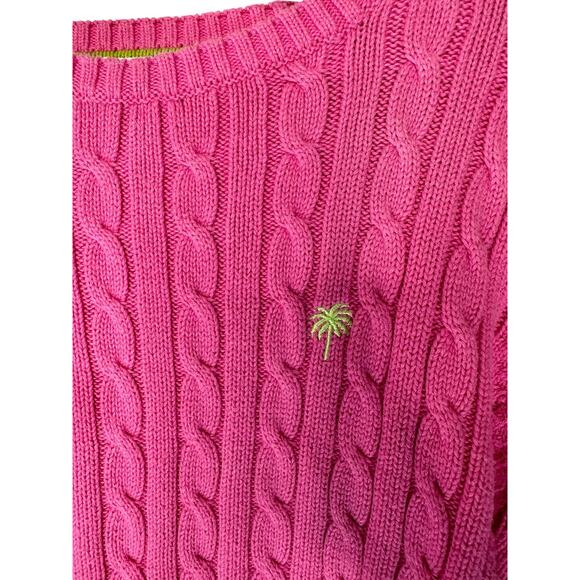 Vintage Lilly Pulitzer Pink Preppy Academia Crewneck Cable Knit Sweater Small - Picture 6 of 10